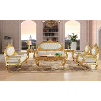 Ensemble de canapés de luxe moderne en bois massif d'acajou, sculpté à la main, avec revêtement en cuir PU, pour mobilier de salon de villa