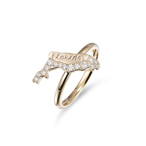 Moissanite Diamond State Ring Carte Contour de la Floride Homeland Cadeau personnalisé pour elle en or 14k State Shape Ring - Product Image 1