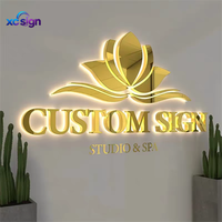 Enseigne murale personnalisée en acier inoxydable rétroéclairée par LED 3D, étanche IP65, pour magasins commerciaux, hôtels, bars, bureaux et bâtiments.