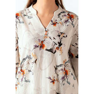 Ensemble coordonné pour femme, style bohème, beige, imprimé ondulé, XXS/XS/XL, tenue en crêpe deux pièces pour le printemps/été - Product Image 4