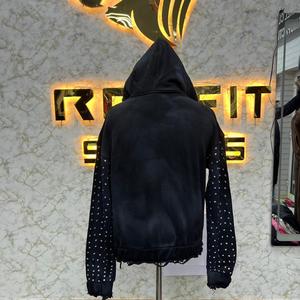 Sweat à capuche zippé de haute qualité, imprimé en relief, fabriqué en usine, prix bas, sweats à capuche pour hommes, sweats à capuche pour hommes - Product Image 6