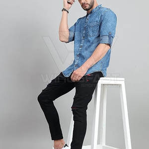 Chemises durables fabriquées au Pakistan pour hommes, chemises en jean confortables avec logo personnalisé, de qualité supérieure pour hommes - Product Image 5