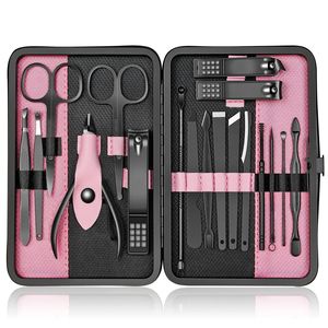 16-Piece Black Brown Manicure & Pedicure <b>Set</b> High Quality Durable Stainless Steel <b>Nail</b> Clippers & Case Made Pakistan Free Logo - Product Image 1