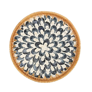 Vente chaude, assiette de service en bois et en rotin faite à la main, sous-plat, écologique, forme irrégulière, couleur personnalisée, motif végétal naturel, 13 pouces - Product Image 5