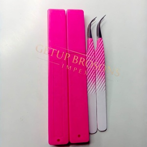 แหนบปลายไฟเบอร์ด้ามเพชรแหนบเคลือบผงสีแยกโค้งทำจากสเตนเลสสตีล - Product Image 5