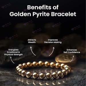 Pulsera de Pirita Dorada con Cuentas de Piedras Preciosas Naturales de 8mm para Sanación Reiki, Equilibrio de Chakras, Crecimiento Empresarial, Pulseras de Cristal - Product Image 2