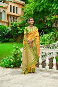 Tenue de fête du Nouvel An bonne qualité saree en soie brute saree léger tenue de mariage de Style bohème de Surat - Product Image 2