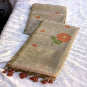Sari de Algodón Khadi Puro VASTRA COTTAGE, Diseño Tejido a Mano, Exclusivo Traje Étnico Tradicional Indio, Calidad Premium - Product Image 1