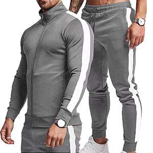 2025 nouveau logo personnalisé OEM à manches longues pour hommes Jogging formation costume plaine pleine fermeture éclair Fitness course Pure fermeture éclair vêtements de sport pour hommes - Product Image 4