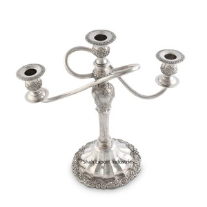 Design fantaisie métal 3 bras candélabres couleur argent mariage et noël décor de table centres de table candélabres de sol - Product Image 3