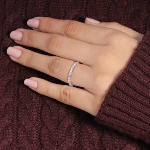 Anillo de diamantes cultivados en laboratorio de oro macizo de 14K para mujer Anillo de circón pulido de acero inoxidable de 18K de grado A - Product Image 2