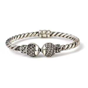 925 Sterling Silver Braided Burma <b>Bracelet</b> with Vintage Ethnic Diamond <b>Ruby</b> Pearl Religious Tennis <b>Bracelets</b> for Gift - Product Image 5