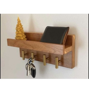 Llavero de madera montado en la pared de nuevo diseño con estante y gancho Organizador de llavero de casa y correo de entrada - Product Image 4