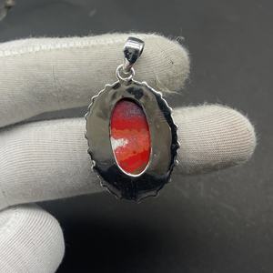 Elegante collar con colgante de fordita de Plata de Ley 925, diseño martillado Natural para fiestas de boda, regalo, joyería de cadena de eslabones - Product Image 3