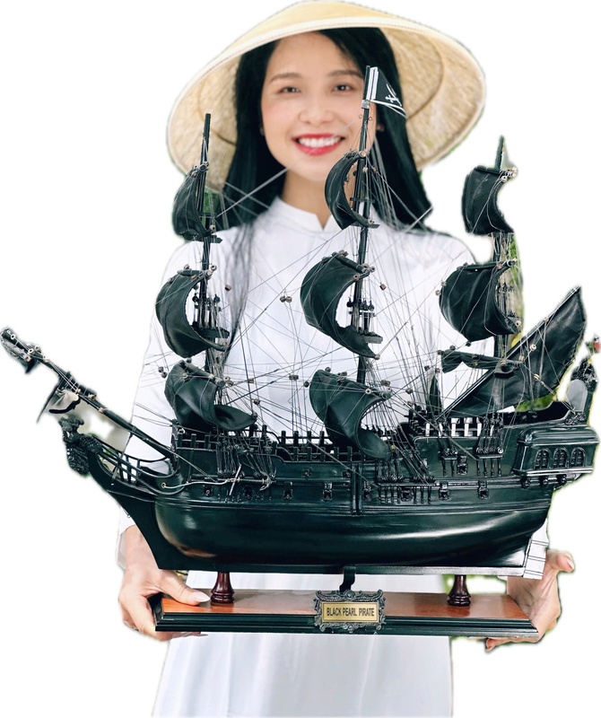 Handcrafted Black Pearl Pirate Ship Model