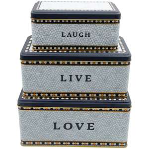 Juego de caja de almacenamiento de metal rectangular-260x170x125mm-245x145x100mm- 193x117x88mm (Juego de 3) mosaico con patrón de mosaico geométrico - Product Image 1