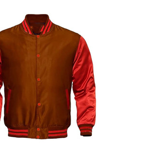 Veste bomber varsity pour homme en satin rouge, légère, coupe personnalisée, style streetwear, vêtement d'extérieur pour homme - Product Image 2
