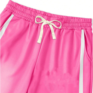 Wholesale Men's High Quality Custom Printed White Side Stripes And Bold <b>Black</b> Star Patches Pink Flared Sweatpants - Product Image 3