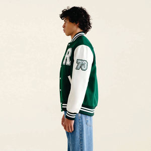 Vestes de baseball varsity d'hiver pour hommes, style streetwear, imperméables, coupe-vent, avec logo brodé en chenille sur le devant et col montant - Product Image 3