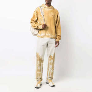 Conjuntos personalizados de alta calidad con capucha, lavado ácido, parche desgastado grueso, bordado, chándal, ropa de calle, conjuntos de 2 piezas, sudaderas con capucha para hombre - Product Image 3