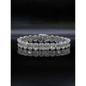 Pulsera de tenis de moissanita de 10 mm con corte esmeralda para hombre/mujer, grado VVS1, pasa el probador de diamantes, plata de ley 925, lujo, color rosa - Product Image 1