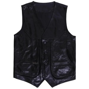 Nuevo Chaleco de Cuero Auténtico Estilo Urbano, Chalecos Casuales de Moda para Hombre al por Mayor, Diseño Premium, Chaleco de Piel de Oveja con Corte a la Cintura - Product Image 5
