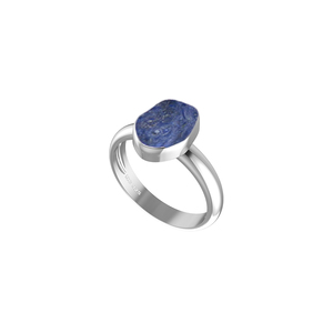 Anillo de Plata de Ley 925 con Acabado de Alta Calidad, Engaste de Bisel, Gema de Zafiro Azul, Formas Naturales, Clásico para Bodas, Aniversarios y Fiestas - Product Image 3