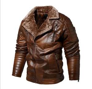 Veste en cuir de haute qualité Utilisation extérieure Vestes en cuir Col en fourrure Coupe-vent Veste en cuir - Product Image 5