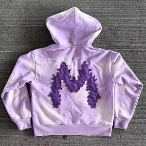 เสื้อฮู้ดผ้าฝ้ายผ้าคอตตอนสีจางมีฮู้ดสำหรับผู้ชายทรงบ็อกซี่เข้ารูปโอเวอร์ไซส์งานปัก - Product Image 6