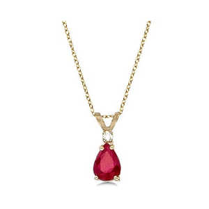 Collier en or jaune 14 carats avec diamant moissanite solitaire de 0,75 carat, motif floral en rhodium, chaînes en or blanc avec rubis poire blanc - Product Image 1
