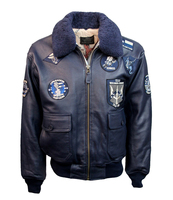 2025 veste d'hiver de meilleur style pour hommes Top Gun Parka avec col montant et logo avant en cuir de mouton naturel toile OEM