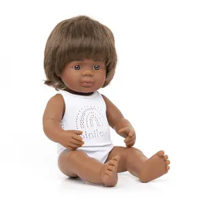 Miniland Baby doll aborígene boy 38cm espanhol alta qualidade para o desenvolvimento e inclusão infantil