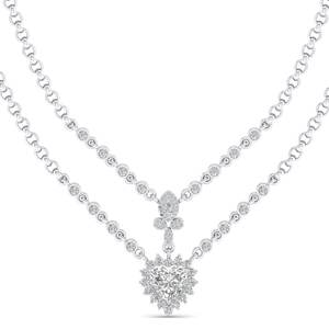 REYES brillante doble capa corazón corte 5,53 quilates moissanita colgante lujo 14K 18K 22K oro sólido regalos joyería fina para mujeres - Product Image 2