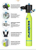 DEDEPU ODM OEM Mini Bouteille de Plongée Scuba 0,5 L pour Respiration Sous-Marine jusqu'à 10 Minutes