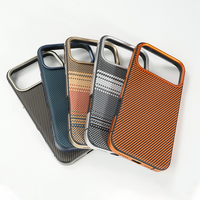 Étui de téléphone en fibre de carbone avec cadre métallique luxueux pour iPhone 16 17 15 Pro Max, prend en charge la charge magnétique, protection de l'objectif avec cadre métallique