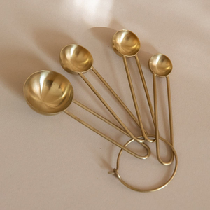 Ensemble de cuillères à mesurer vintage en métal doré, 4 pièces, durables, à long manche, accessoires de cuisine, cuillère à mesurer durable - Product Image 4