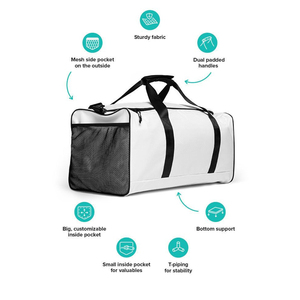 Grands sacs de sport en coton à impression personnalisée, sac de week-end en tissu matelassé imprimé en blocs, pour cadeaux de vacances unisexes, voyage coloré fait à la main - Product Image 2