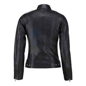 <b>Real</b> Lambskin <b>Leather</b> <b>Jacket</b> <b>for</b> <b>Women</b> Soft Cafe Racer Moto <b>Jacket</b> Premium Genuine <b>Leather</b> Biker and Casual Outerwear - Product Image 2