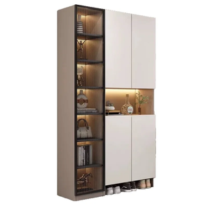 Meuble à chaussures d'entrée en bois massif, avec écran de séparation intégré, pour salon, meuble à vin de luxe, style moderne et minimaliste - Product Image 5