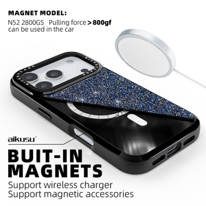 Aikusu Electric Blue Dreamy Gothic Metal Rock Punk-Style Plating Magnetic Phone Case para <span class=keywords><strong>IPhone</strong></span> 17 16 15 14 <span class=keywords><strong>13</strong></span> 12 Air Pro Max - Product Image 4