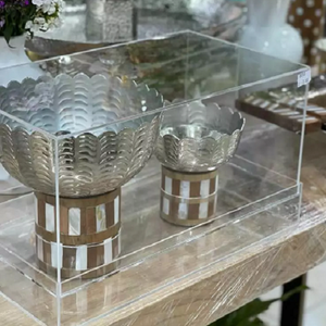 ชามเสิร์ฟที่ทันสมัยชุดของ2สำหรับเครื่องครัวโรงแรมร้านอาหารไม้เรซินที่มีขาตั้งอลูมิเนียมทรงกลมวันที่ผลไม้แห้งชาม - Product Image 5