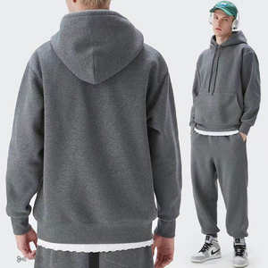 Surdimensionné unisexe 330 gsm coton sweat à capuche vierge personnalisable poids lourd pull à capuche uni - Product Image 3