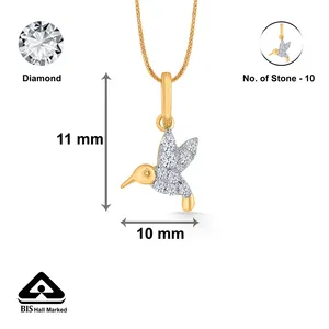 Colgante y Dije de Diamantes para Mujer - Diseño Clásico de Pájaro en Oro - Product Image 5