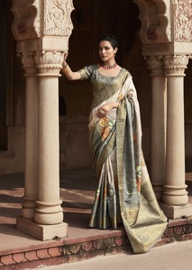 Nuevo catálogo Lanzamiento exclusivo Elegante estilo étnico Handloom Seda Floral Print Saree para adultos Nuestra colección recién lanzada - Product Image 2