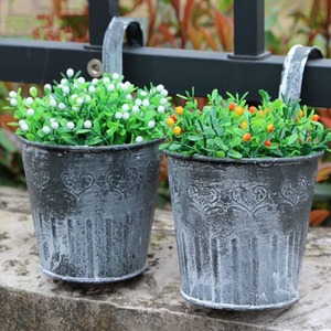 กระถางต้นไม้โลหะทาสีฟ้าพร้อมโซ่สำหรับตกแต่งในร่มกลางแจ้งสวนระเบียงห้องนั่งเล่น - Product Image 3