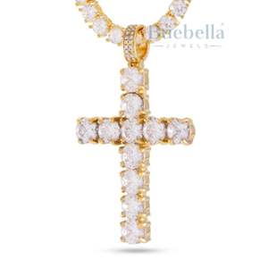 Luxe Hommes Style Hip Hop Cubain Lien Chaîne Glacé Tennis Croix Pendentif Nom Personnalisé Diamant Bling Moissanite Pendentifs Charmes - Product Image 1