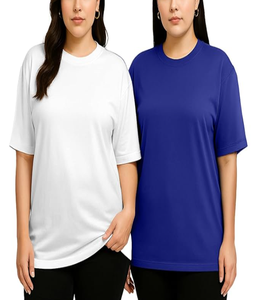 Precio de fábrica, camisetas de gran tamaño transpirables de 100% algodón para mujer, ropa de calle ligera de talla grande personalizada para la temporada de verano - Product Image 1