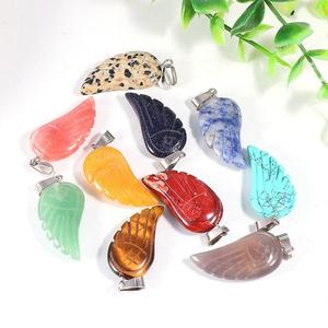 925 Sterling <b>Silver</b> Christian <b>Angel</b> Feather Amethyst Gemstone Charms Pendant-Wholesale Hand Carved Unisex Pendant - Product Image 3