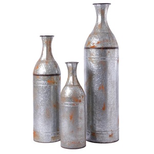 Metal Flower Pots Garden Decor and Wedding Decor <b>Vintage</b> Galvanized Flower <b>Vases</b> SET of 3 Galvanized Garden Planter Home Decor - Product Image 4