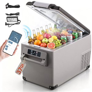 Réfrigérateur portable VEVOR de 37 litres, réfrigérateur de voiture 12V avec commande par application, double zone, de -4F à 68F - Product Image 1